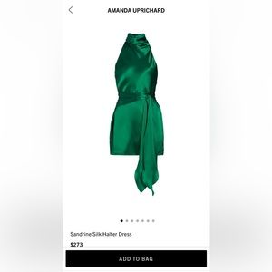 COPY - Amanda Uprichard Sandrine Silk Halter Dress in Dark Green XS